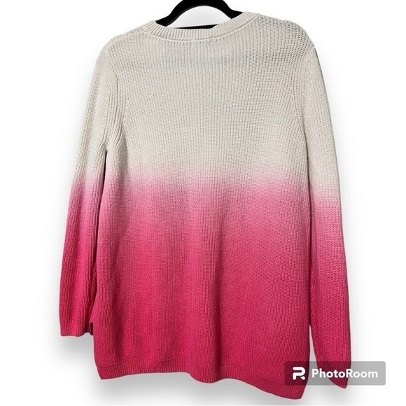 Crown & Ivy Ombre sweater size large sweater pullover long sleeve pink white - Picture 2 of 8